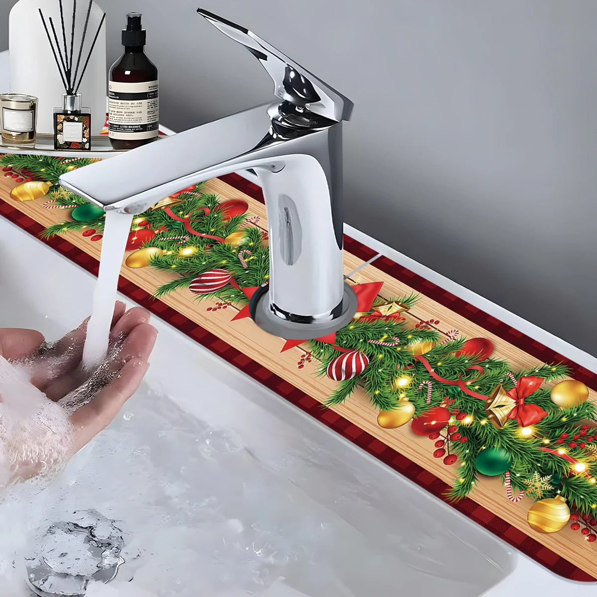 Tapis de cuisine absorbant de Noël – Décoration pratique et festive