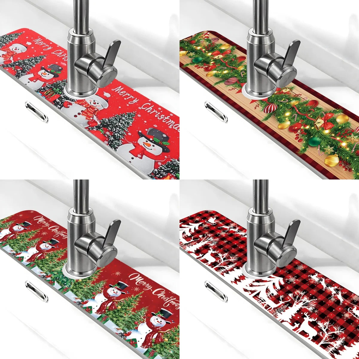 Tapis de cuisine absorbant de Noël – Décoration pratique et festive