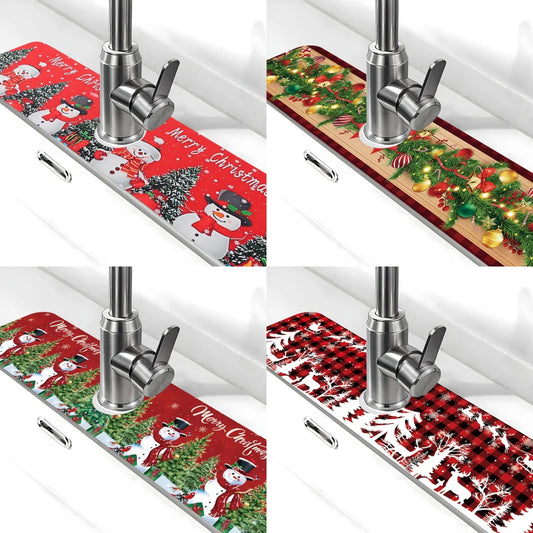 Tapis de cuisine absorbant de Noël – Décoration pratique et festive