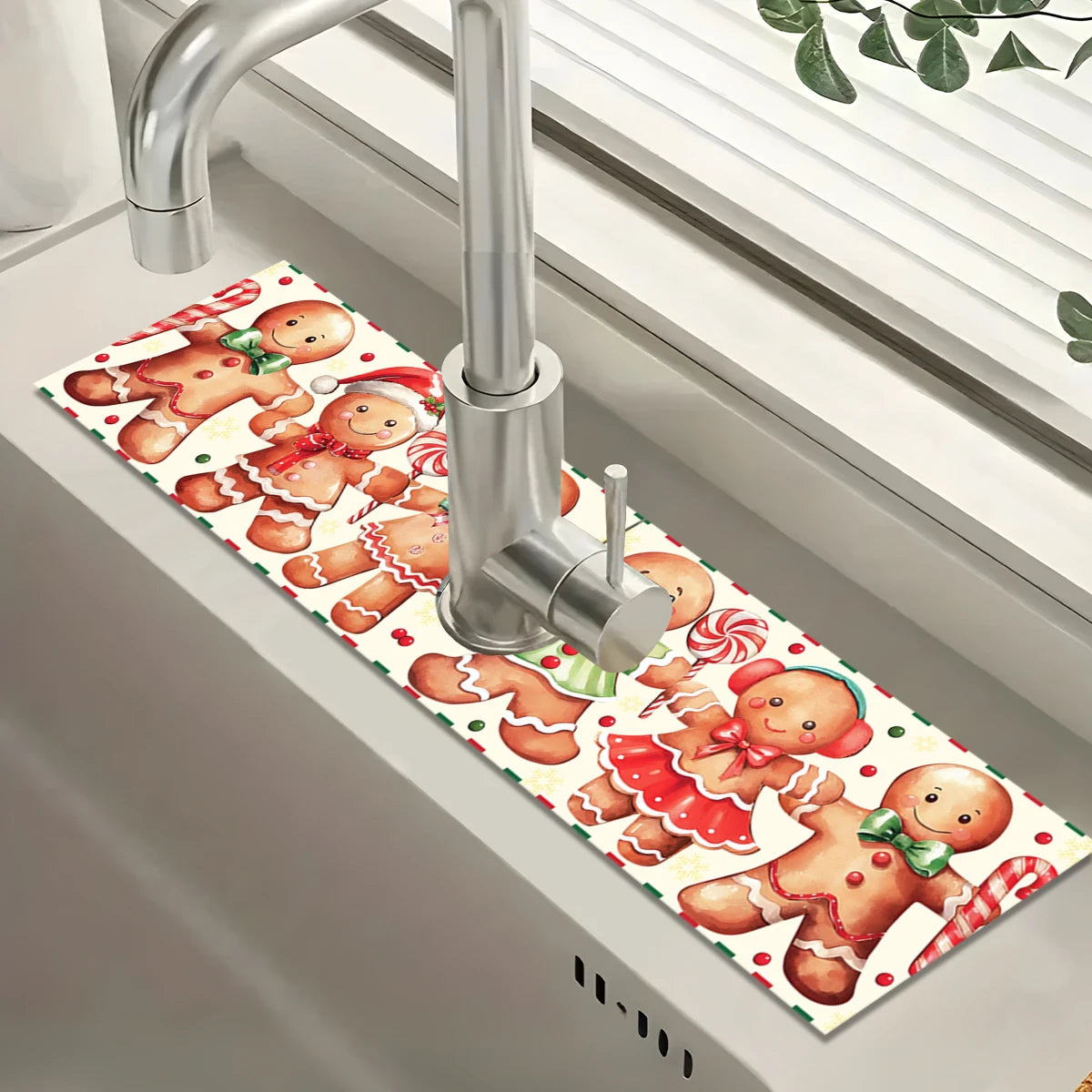 Tapis de cuisine absorbant de Noël – Décoration pratique et festive